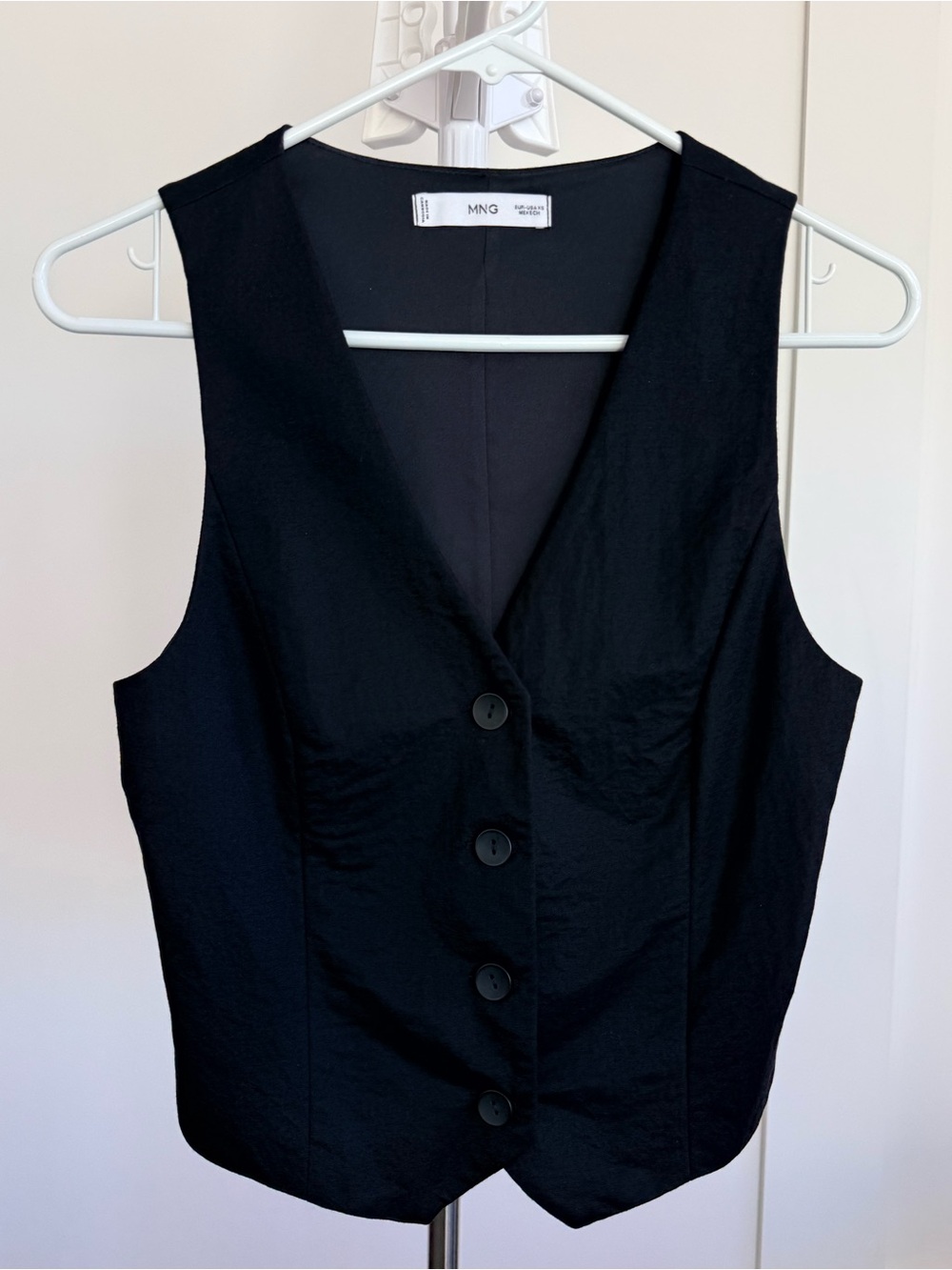 MANGO Black Button-Front Tailored Vest — XS